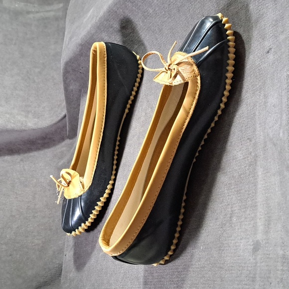 chooka Black Duck Skimmer Rubber + Faux Leather Rain Slip On Flats NWT US 10 - Picture 9 of 16